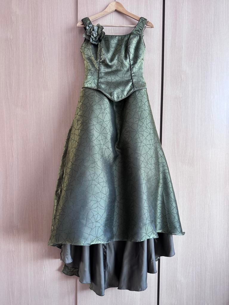 Donkergroene galajurk maat 34, Ophalen of Verzenden, Zo goed als nieuw, Maat 34 (XS) of kleiner, Onder de knie