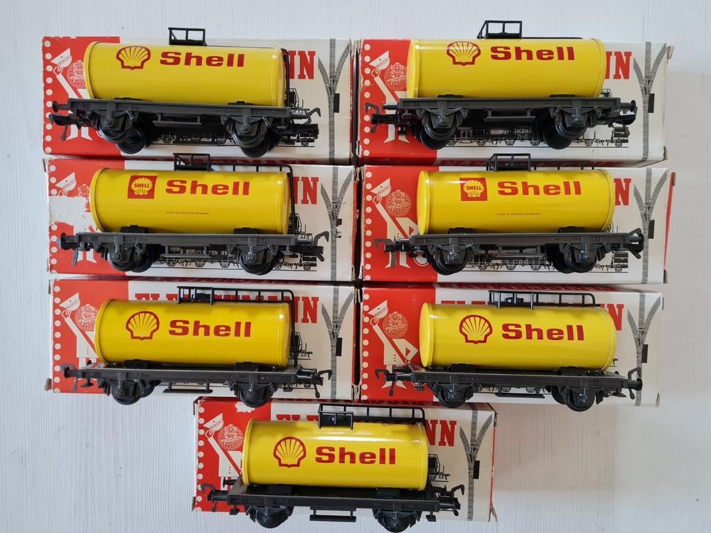7 Nette Fleischmann H0 Shell ketelwagons 5031, Gebruikt, Gelijkstroom, Fleischmann, Wagon