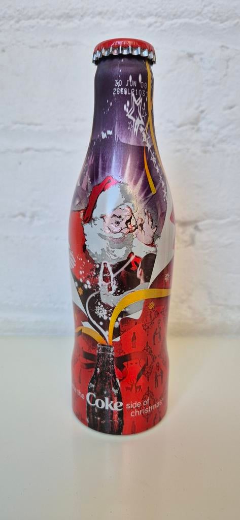 Retro, aluminium Coca-Cola flesje / Santa, Ophalen of Verzenden, Gebruikt, Verpakking