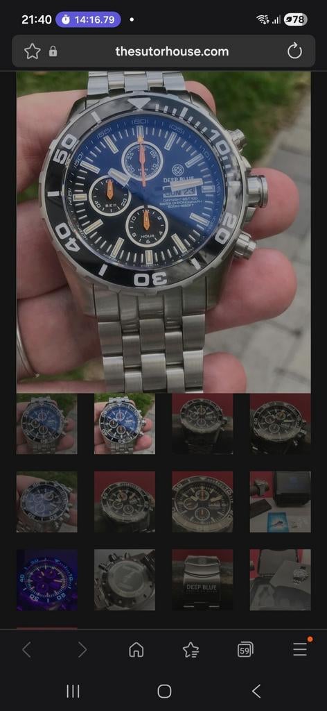 Deep Blue Daynight 65 T100 Swiss Valjoux 7750 Chronograaf, Overige merken, Staal, Staal, Polshorloge