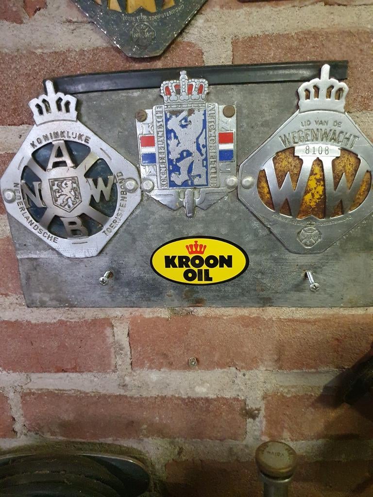 Vintage ANWB Wegenwacht Auto Emblemen Bord, Ophalen of Verzenden, Auto's