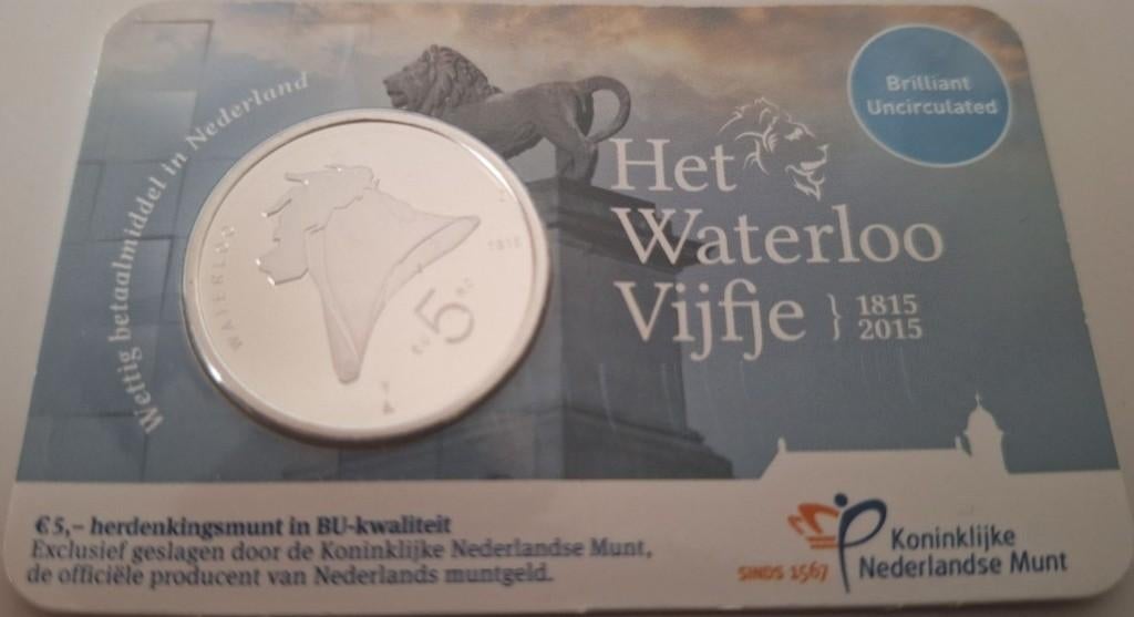 Coincard 2015 - Het Waterloo Vijfje - BU, Postzegels en Munten, Munten | Europa | Euromunten, Verzenden, Overige landen, 5 euro