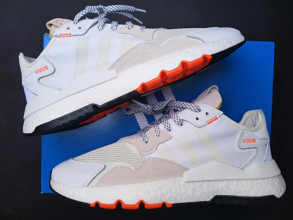 EU45.5 Adidas Nite Jogger white solar orange, Ophalen of Verzenden, Nieuw, Wit