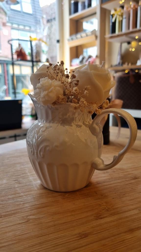 Handgemaakt Paraffinevrij Kaarsenboeket in Wit, Ophalen, Overige materialen, Wit, Nieuw