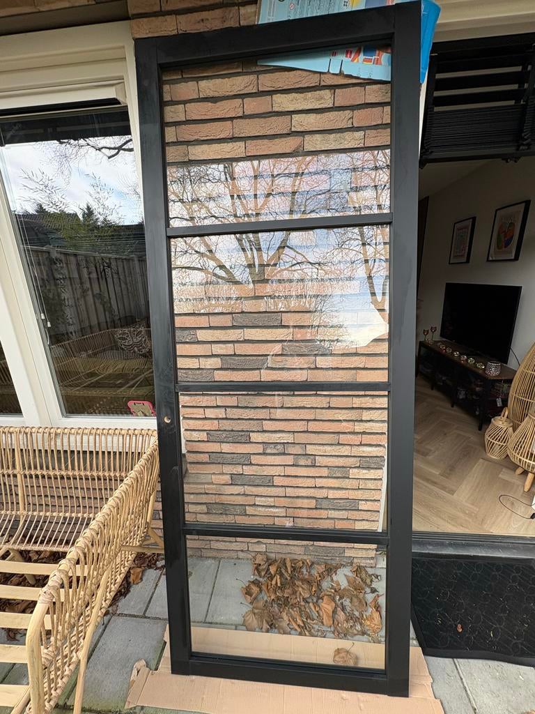 Svedex Moodplus NDB900 binnendeur met blank glas, zwart, Ophalen, 80 tot 100 cm, 215 cm of meer, Binnendeur