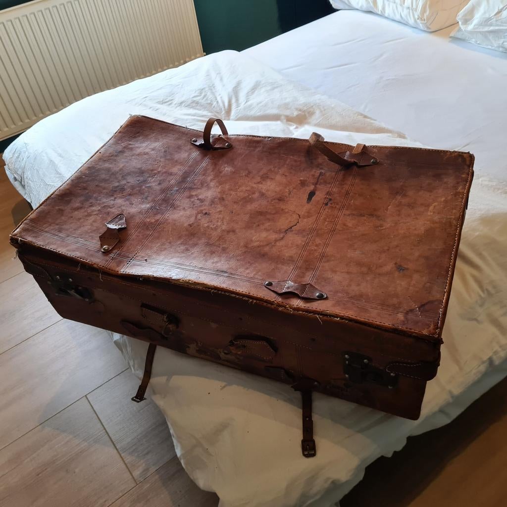 Militairen lederen dienstkoffer Ned. Indie, Ophalen of Verzenden, Gebruikt, Minder dan 50 cm, Minder dan 50 cm