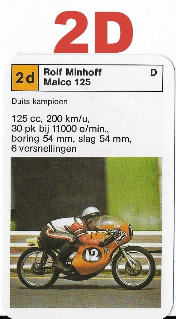 Mk13 motorkaartje 2d rolf minhof op een maico 125, Ophalen of Verzenden, Auto's