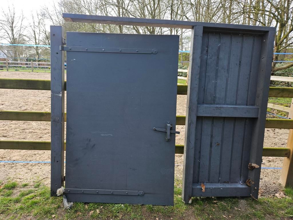 Te koop: Compete schuttingdeur met zijstuk, Ophalen, Gebruikt, 150 tot 200 cm, Hout