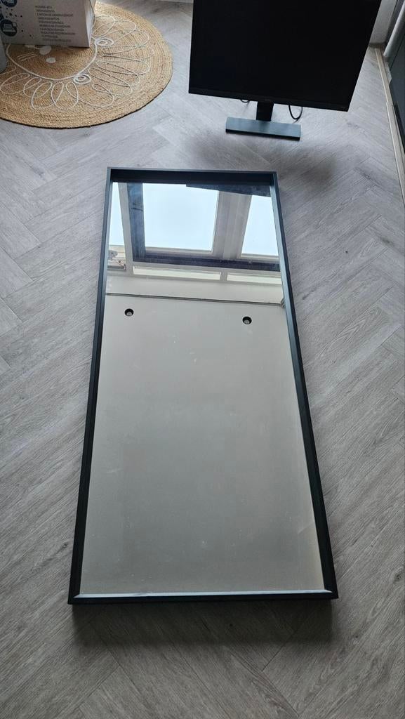 Spiegel met zwarte lijst, Ophalen, Gebruikt, 100 tot 150 cm, Rechthoekig