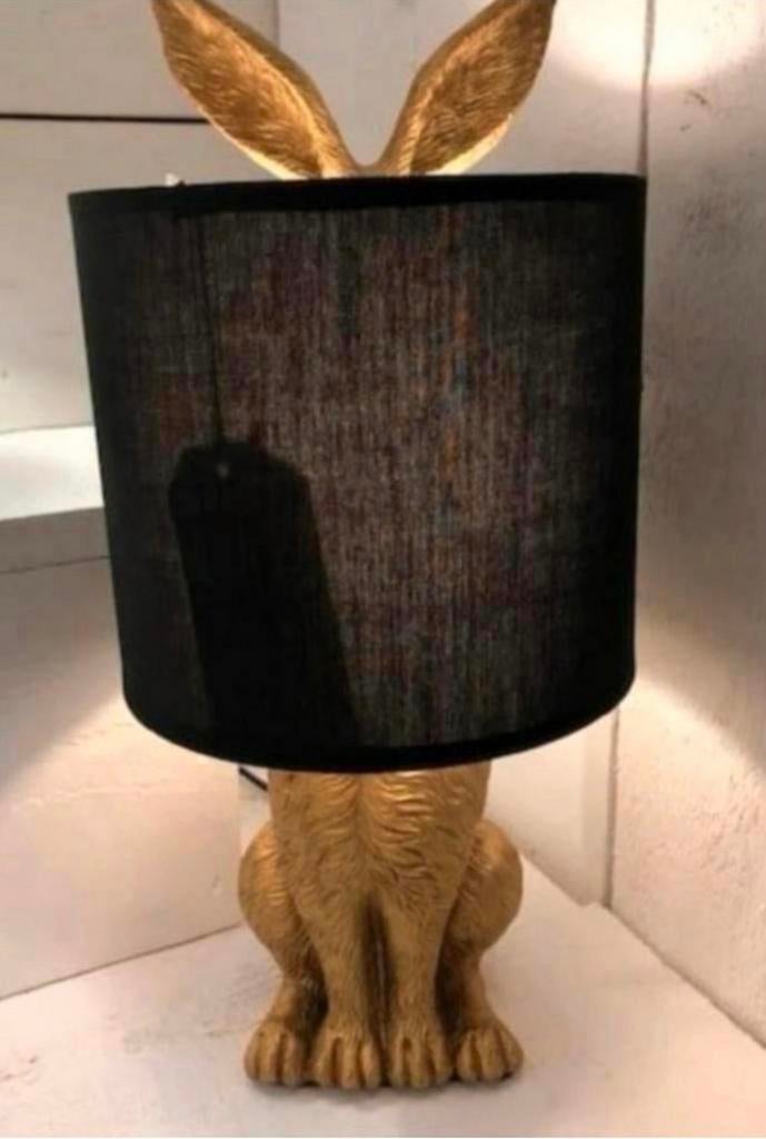 Haas konijn tafellamp lamp easter pasen goud zwart lampenkap, Clayre&Eef, Nieuw, Ophalen of Verzenden, Landelijk