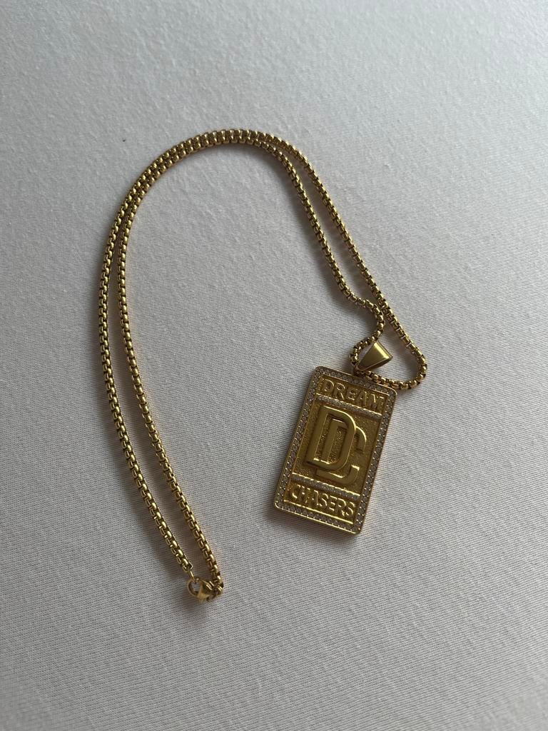 Goude dreamchaser ketting, Sieraden, Tassen en Uiterlijk, Ophalen, Zo goed als nieuw, Goud
