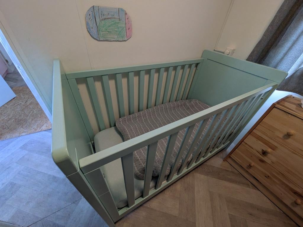 Bopita ledikant mintgroen, Kinderen en Baby's, Babywiegjes en Ledikanten, Ophalen, Gebruikt, Ledikant