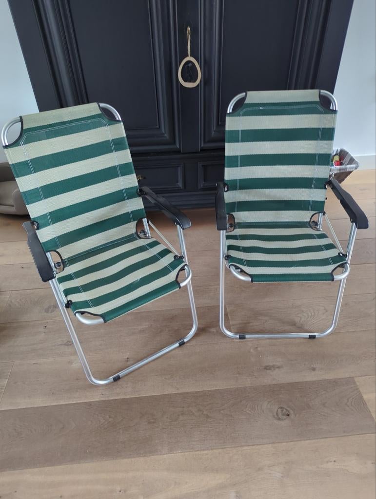 2x lichtgewicht inklapbare campingstoelen met armleuningen, Ophalen, Campingstoel