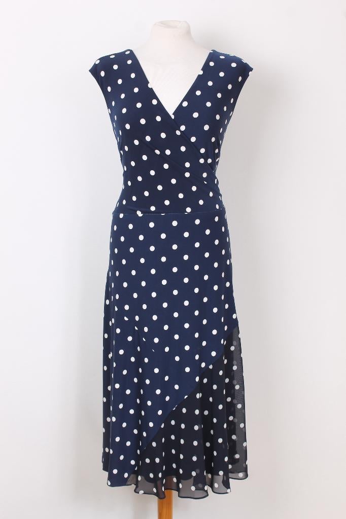 Lente! Polkadot jurk Ralph Lauren maat M, Maat 38/40 (M), Blauw, Ophalen of Verzenden, Zo goed als nieuw