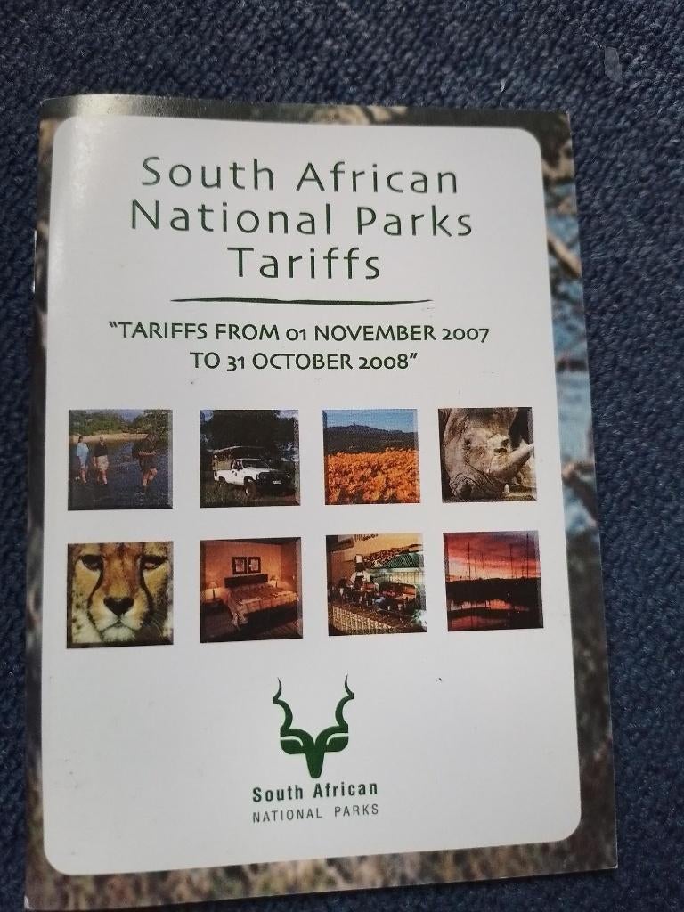 South Africa National Park Tariffs, Afrika, Verzenden, Brochure, Gelezen
