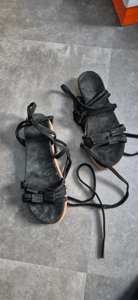 Shabbies sandalen maat 41, Shabbies, Zwart, Zo goed als nieuw, Sandalen of Muiltjes