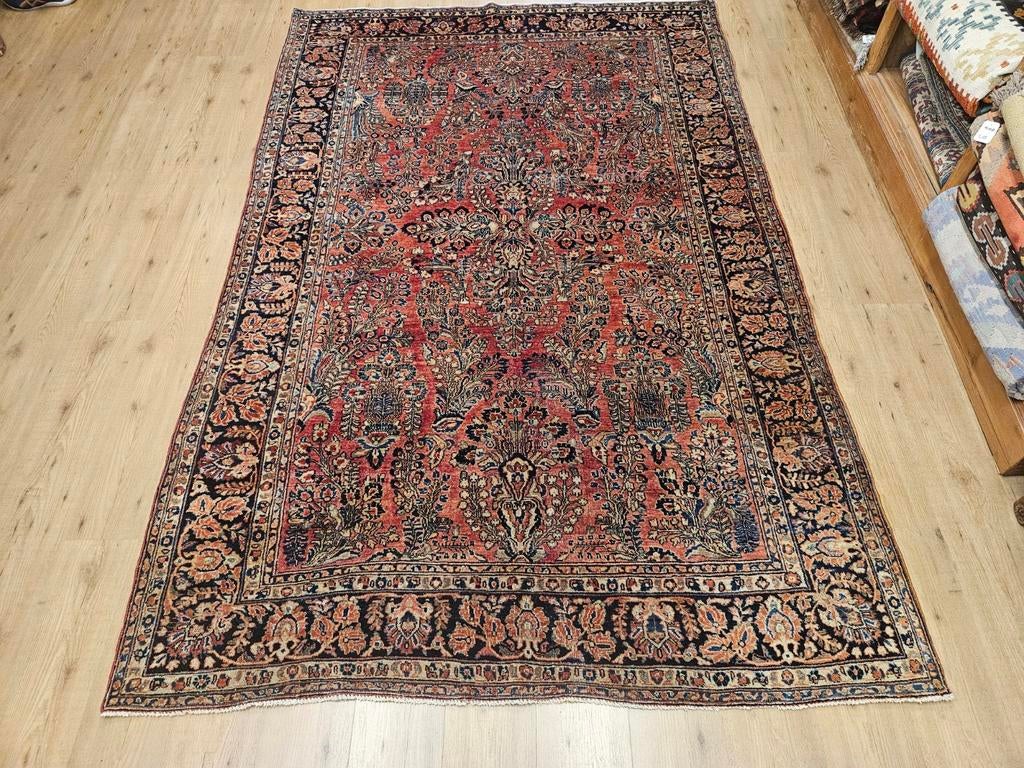 Vintage handgeknoopt perzisch tapijt sarough antiek 276x180, Info@SlatsAntiek.nl, Tweedehands, Perzisch, 150 tot 200 cm