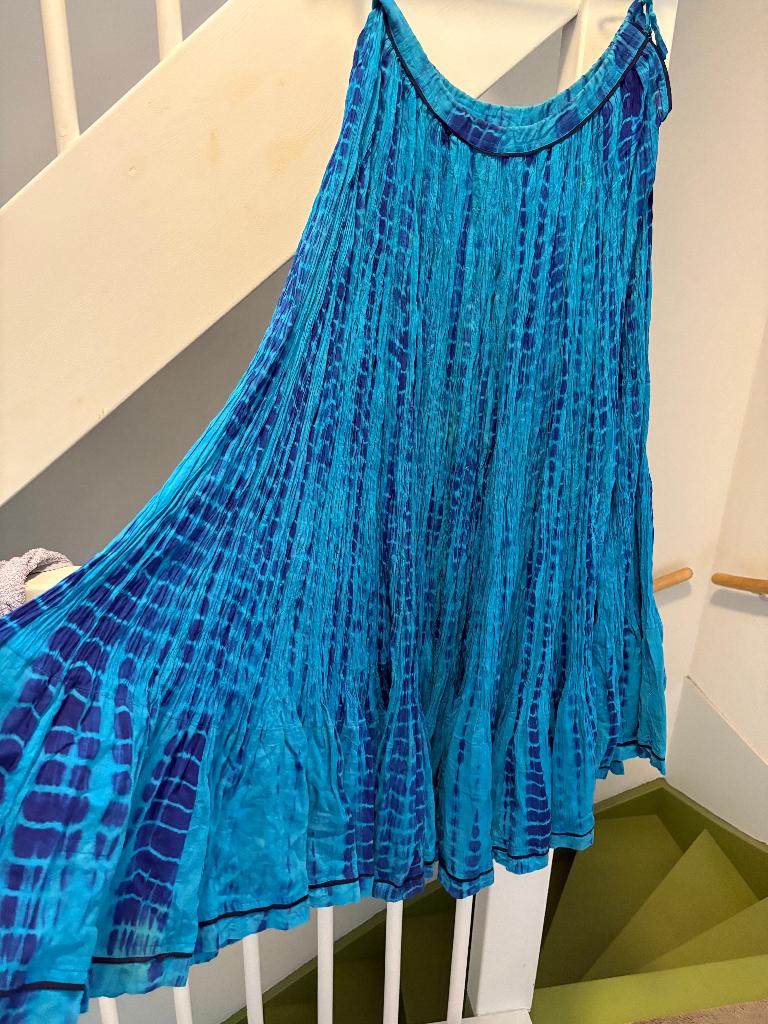 RITU KUMAR LANG BLAUW KATOEN ROK, MAAT; L/XL, Blauw, Maat 46/48 (XL) of groter, Ophalen of Verzenden, Zo goed als nieuw