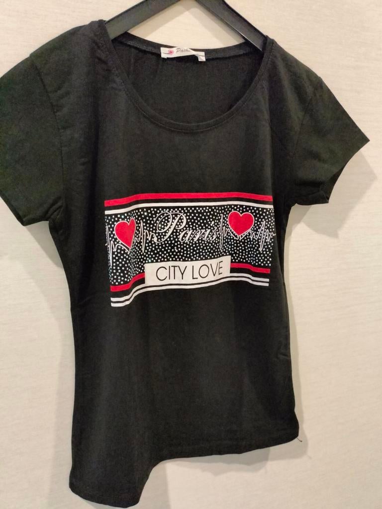 Zgan prachtig zwart shirt met glittersteentjes Mt S/ 164, Ophalen of Verzenden, Zo goed als nieuw, Meisje, Shirt of Longsleeve