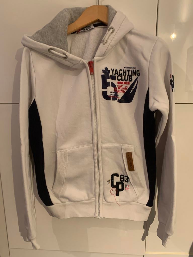 Witte Canadian Peak Yachting Club Vest met Capuchon, Ophalen, Gedragen, Maat 36 (S), Wit