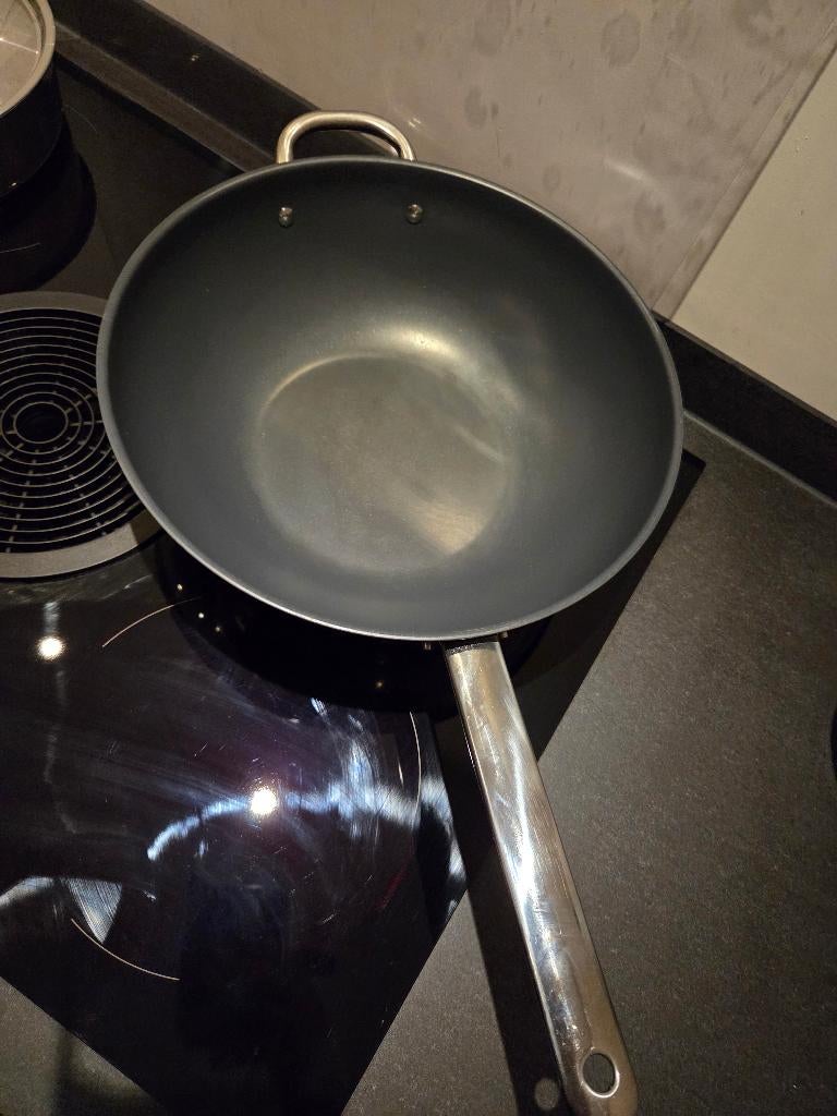 Wokpan Ikea, Inductieplaat, Ophalen of Verzenden, Zo goed als nieuw, Rvs