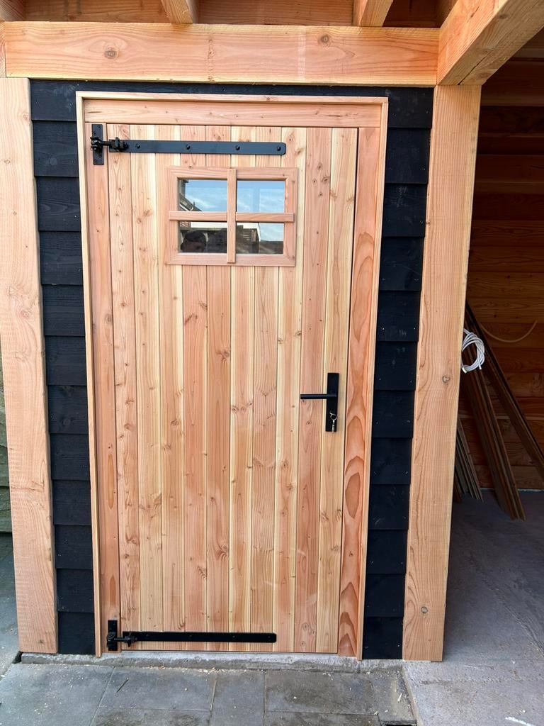 Enkel glas deur 4 ruits douglas, Doe-het-zelf en Verbouw, Deuren en Horren, Ophalen, 80 tot 100 cm, Nieuw, 200 tot 215 cm