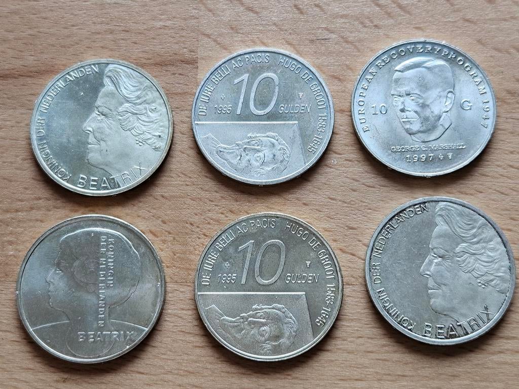 6 Zilveren Beatrix tientjes, partij 3., Setje, Koningin Beatrix, Zilver, Ophalen of Verzenden