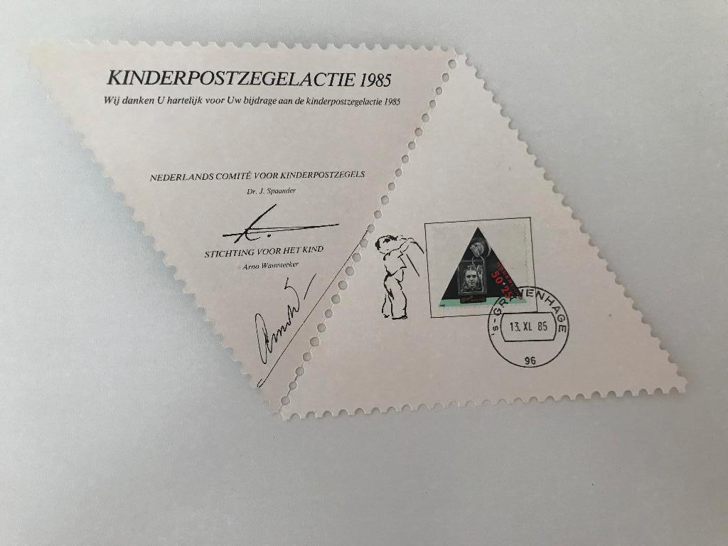Bedankkaart Voor het kind 1985 kinderpostzegels, Ophalen of Verzenden
