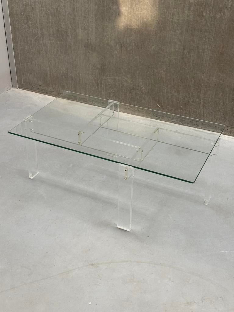 De Swart vintage salontafel / acryl en glazen blad ‘60, Ophalen, Gebruikt, X, Rechthoekig