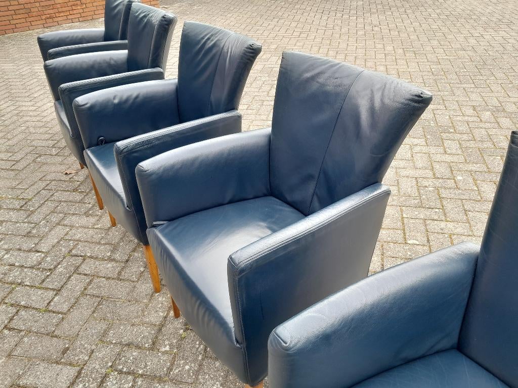 5 eetkamerstoelen, Huis en Inrichting, Stoelen, Ophalen, Gebruikt, Blauw, Degelijk