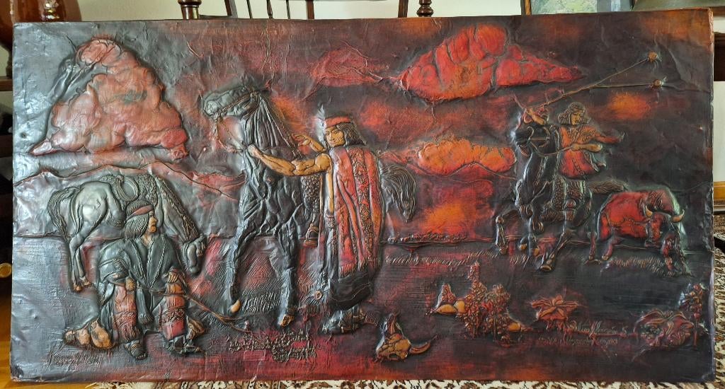 ANTIEK METALEN SCHILDERIJ PERU - 1960 - 1970, Antiek en Kunst, Ophalen