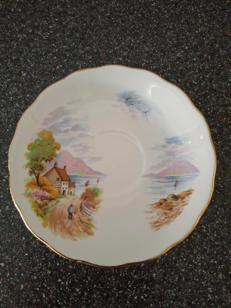 Vintage Colclough theekop en schotel - Schots landschap, Ophalen of Verzenden