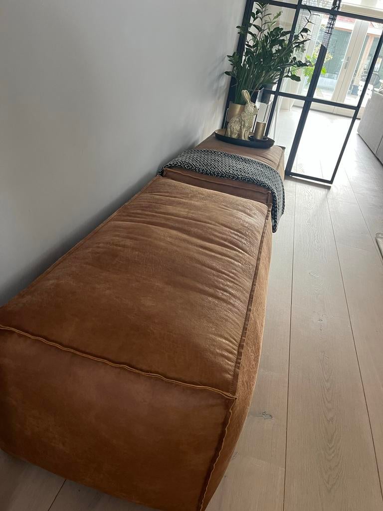 Lederen hocker, Ophalen, Gebruikt, Leer, Rechthoekig