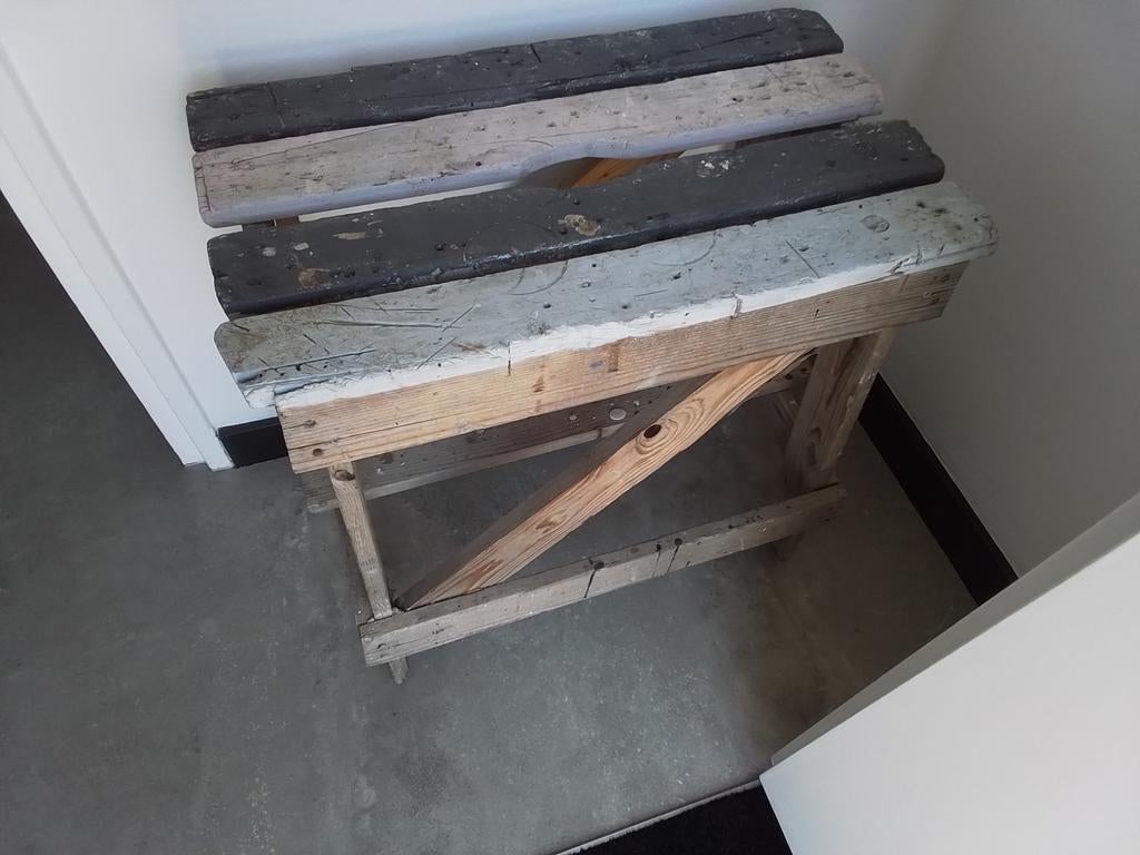 Oud houten kruk/tafel, Antiek en Kunst, Curiosa en Brocante, Ophalen