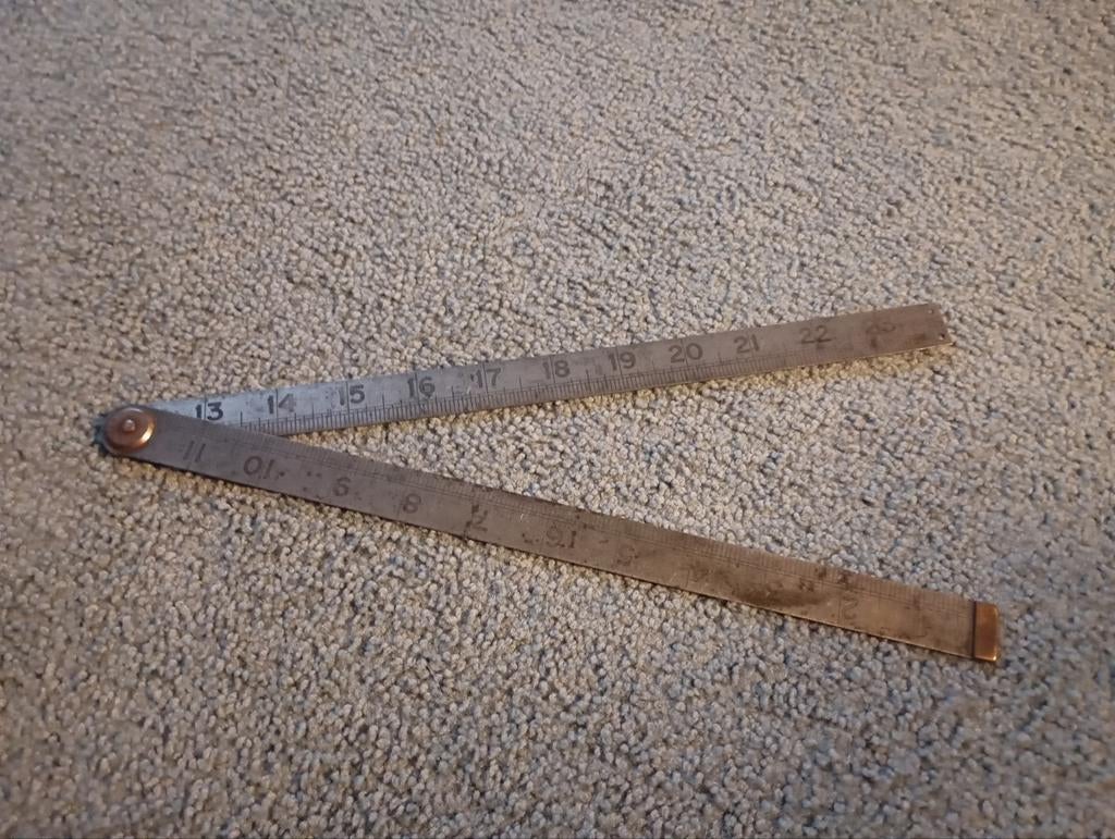 Vintage Duimstok Hockley Abbey staal England 24 Inch Meeting, Antiek en Kunst, Ophalen of Verzenden