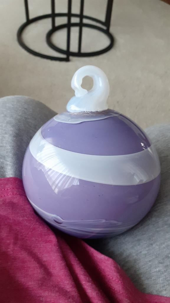 Glazen bol met witte streep, Ophalen of Verzenden, Zo goed als nieuw