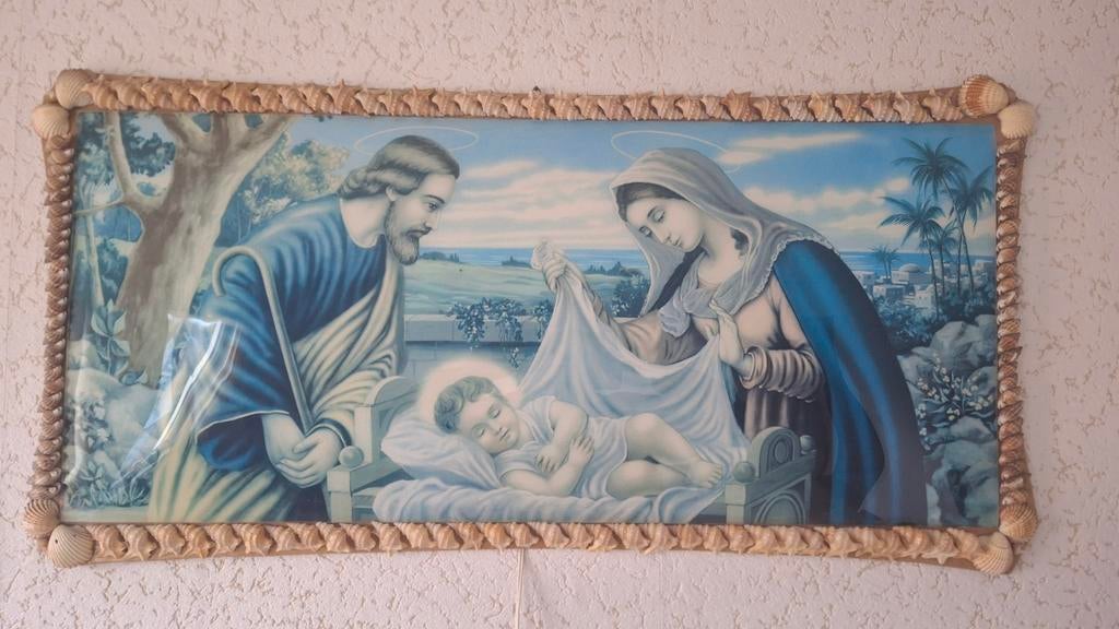 Religieuze afbeelding met schelpenframe, Ophalen