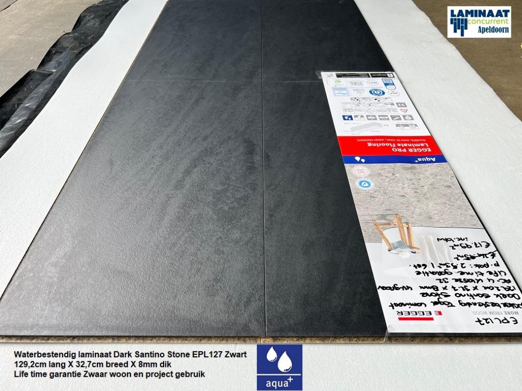 Waterbestendige Tegel Laminaat Dark Santino Zwart €17,95m2, 75 m² of meer, Zwart, Nieuw, Waterbestendig tegel laminaat zwart