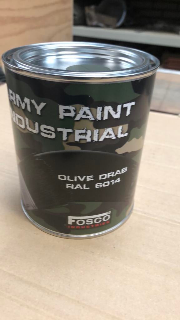 Land Rover Lightweight legergroene verf RAL6014 mat 1lt blik, Ophalen of Verzenden, Landmacht, Nederland, Overige typen