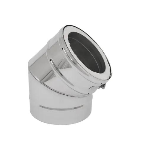 (M078) Fumio Bocht 45 dubbelwandig Ø200/Ø150mm 0,5mm RVS, Bochten, Marktplaats@dtz-europe.nl, Loenen, Verzenden