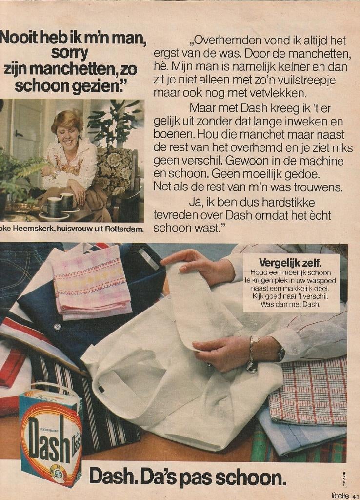 Retro reclame 1978 Dash wasmiddel draagkoffer mevr Heemskerk, Verzenden, Overige typen