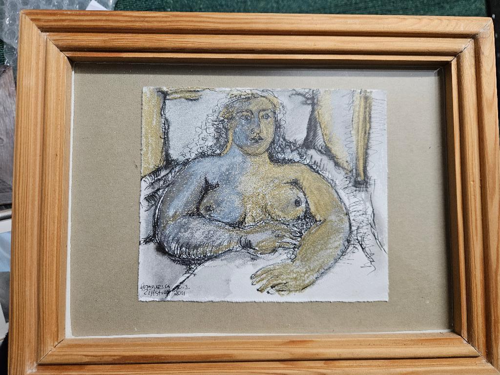 Aquarel/Krijttekening Francesca Zijlstra, Antiek en Kunst, Kunst | Schilderijen | Abstract, Ophalen of Verzenden