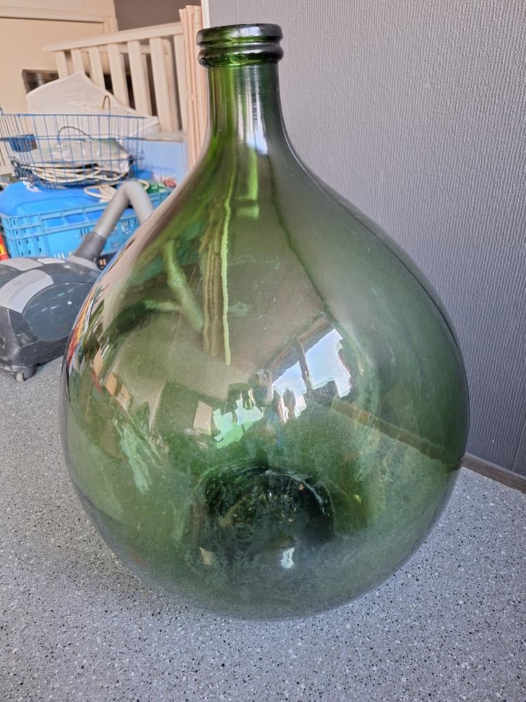 Grote gist/ wijn fles- hoog 66cm, Ophalen, 50 tot 75 cm, Groen, Glas