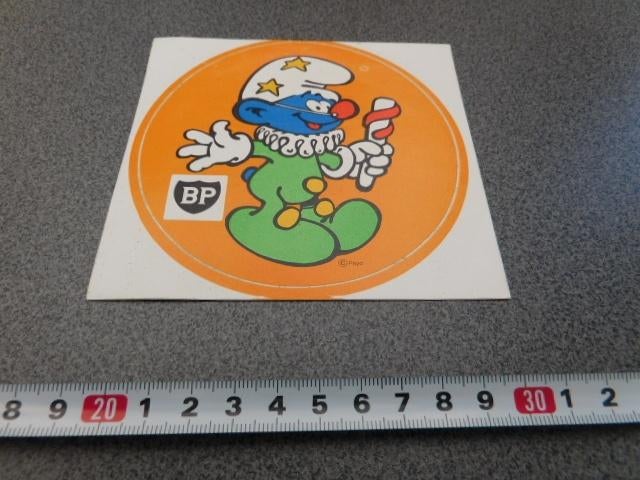 sticker BP   strip  SMURF, Ophalen, Zo goed als nieuw