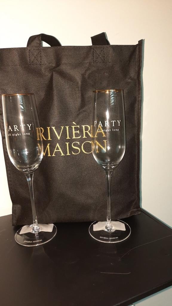 Riviera Maison Champagne Glazen - Nieuw, Ophalen of Verzenden, Nieuw, Overige materialen, Los bestek
