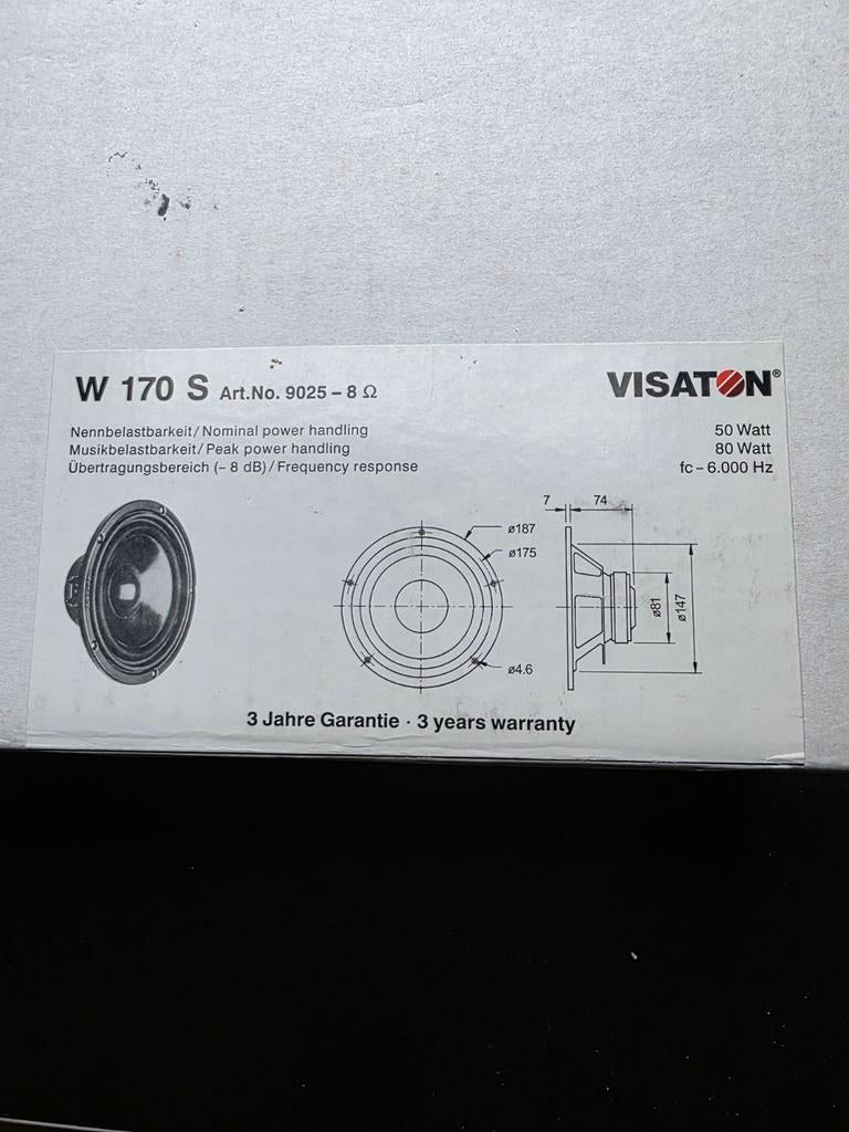 Visaton W170S Nieuw in Doos - Ideaal voor Vervanging!, Nieuw, 60 tot 120 watt, Front, Rear of Stereo speakers, Ophalen
