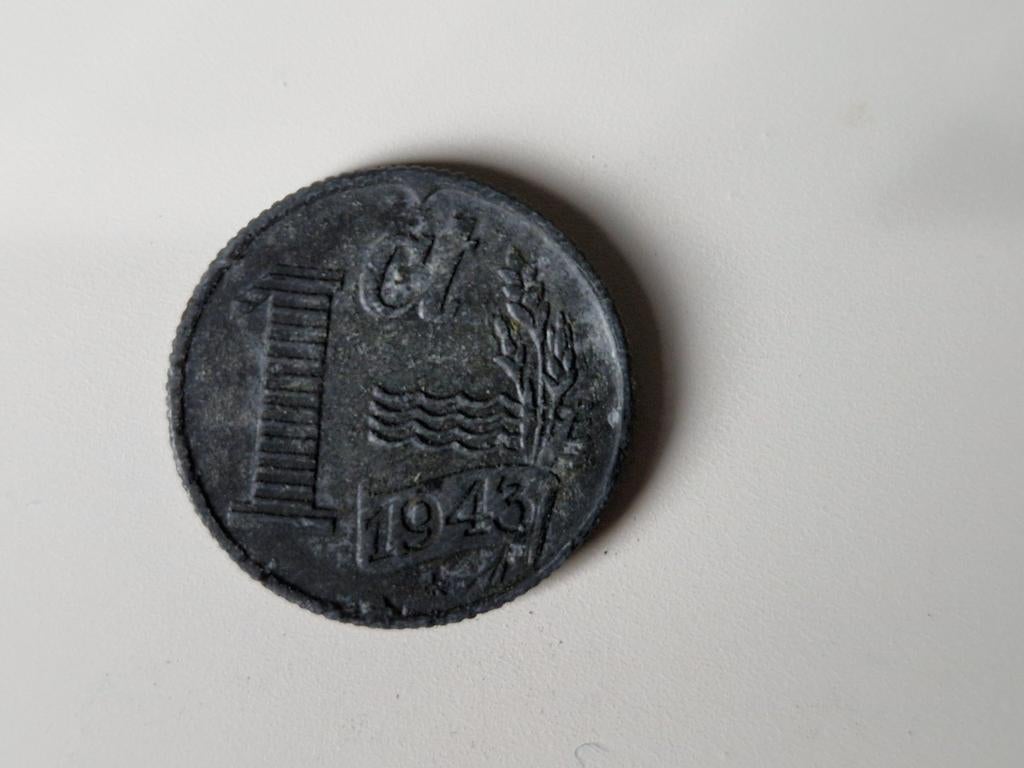 1 cent 1943 zink, Postzegels en Munten, Munten | Nederland, Ophalen of Verzenden, Koningin Wilhelmina, 1 cent, Losse munt