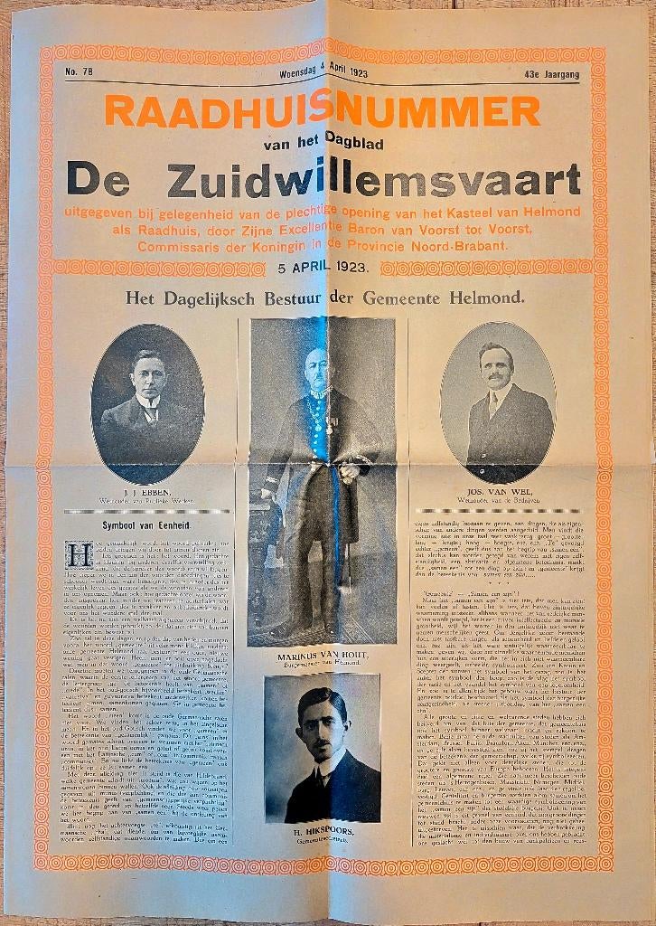 HELMOND -1923 - Extra nummer van dagblad de Zuidwillemsvaart, Verzenden, 1920 tot 1940, Nederland, Tijdschrift