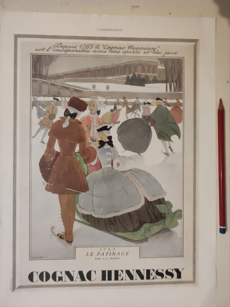 Cognac Hennessy advertentie uit 1938, Verzamelen, Ophalen of Verzenden, Gebruikt, Overige typen