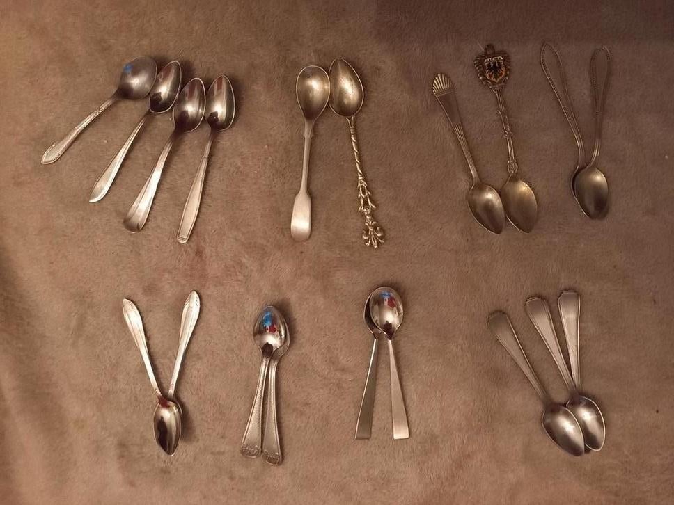 Vintage mokka,  Lepeltjes Alpaca, Sola,verzilverd, Collectie, Ophalen of Verzenden